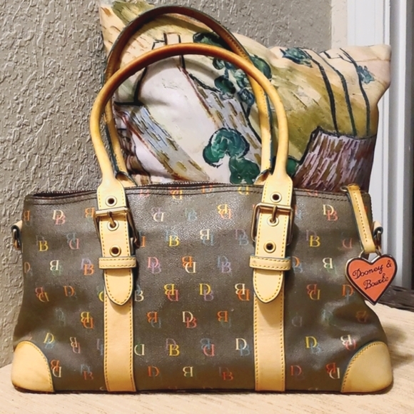 Dooney & Bourke Handbags - Vintage Dooney & Bourke Rainbow Logo Monogram Handbag Purse Barrel Bag